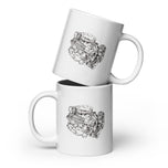 Pedal to the Floor White glossy mug